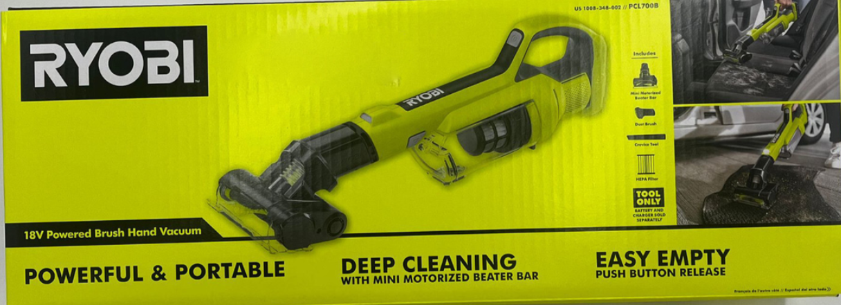 RYOBI 18 Volt Cordless Hand Vacuum with Powered Brush Kit PCL700B