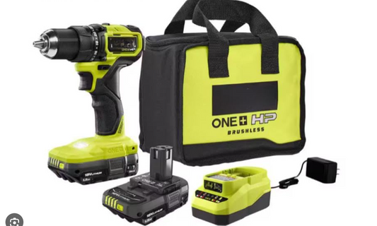 Ryobi PSBDD02K2 HP 18V Brushless Cordless Compact 1/2in. Drill/Driver Kit with (2) 1.5 Ah Batteries and Charger