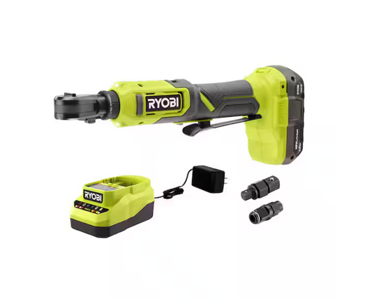 Ryobi ONE+ 18V Cordless Multi-Size Ratchet 3/8 in. and 1/4 in. Kit with 1.5 Ah Battery and Charger PCL280K1SB
