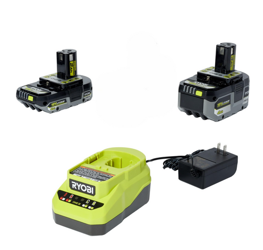 Ryobi PSK106SB Lithium-Ion Starter Kit with 2Ah Battery, 4Ah Battery, and Charger