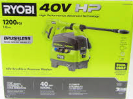 Ryobi 1200 PSI 1.0 GPM 40V Brushless Pressure Washer - Tool Only RY40HPPW128